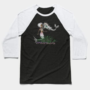 Cute little mermaid with little seahorse Baseball T-Shirt